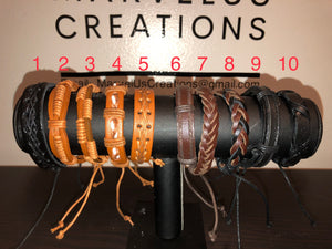 Leather draw string bracelets