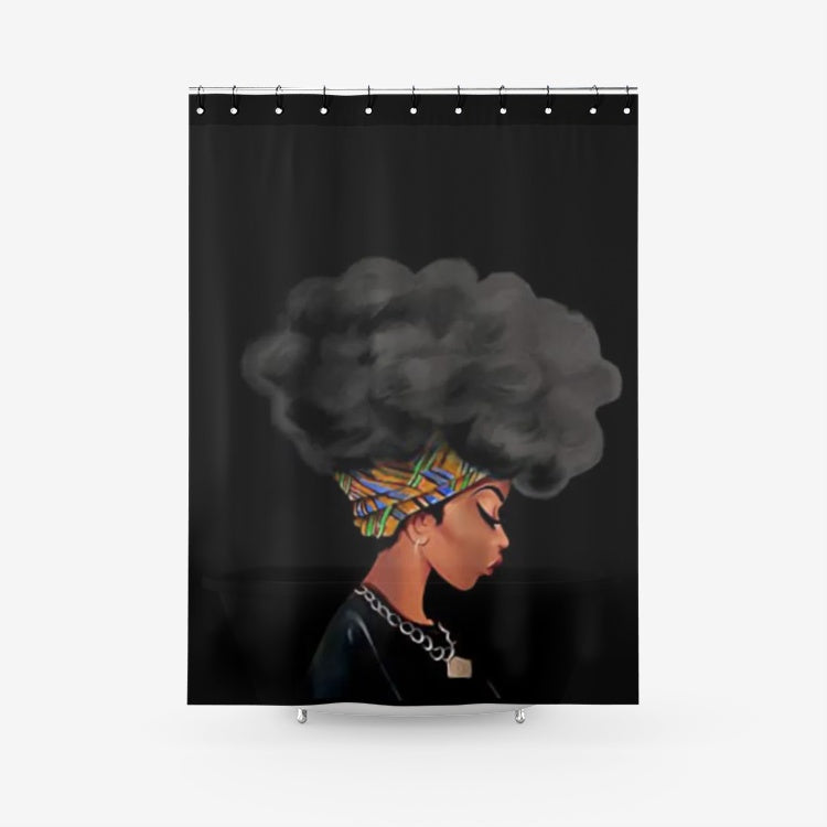 Afro Queen Textured Fabric Shower Curtain Printed Bathroom Curtains